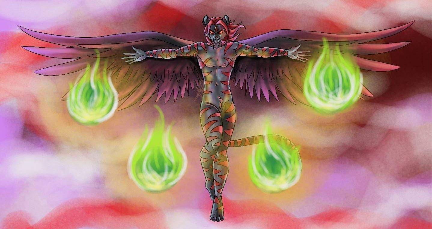 Dibujo de mi fursona creado por Heylihoris Aizohara