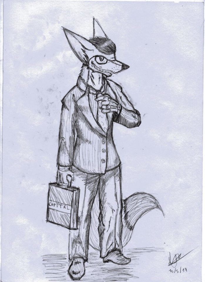aburrido dibuje un zorro empresario, lo curioso es