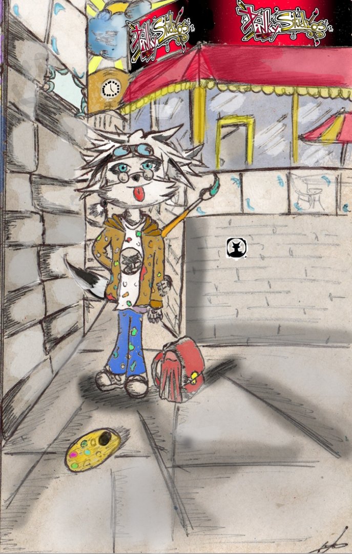 Mi fursona version Blanco a color.