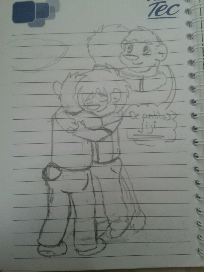Un dibujo de Moroni abrazando a Oso. La