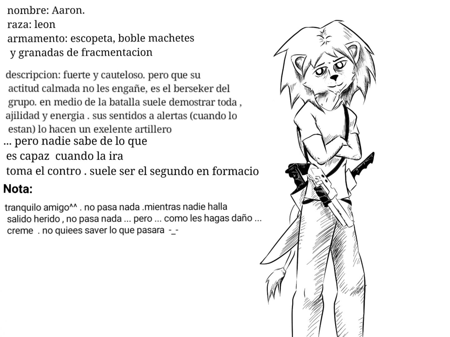 ficha de personaje de aaron en un apocalipcis