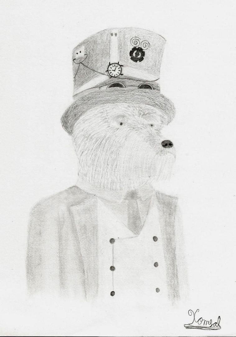 Un elegante schnauzer de aquellos tiempos en los