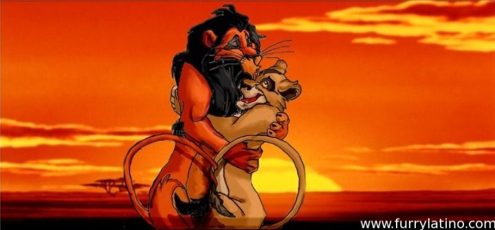 Un dibujo de Scar con Zira. Los malos