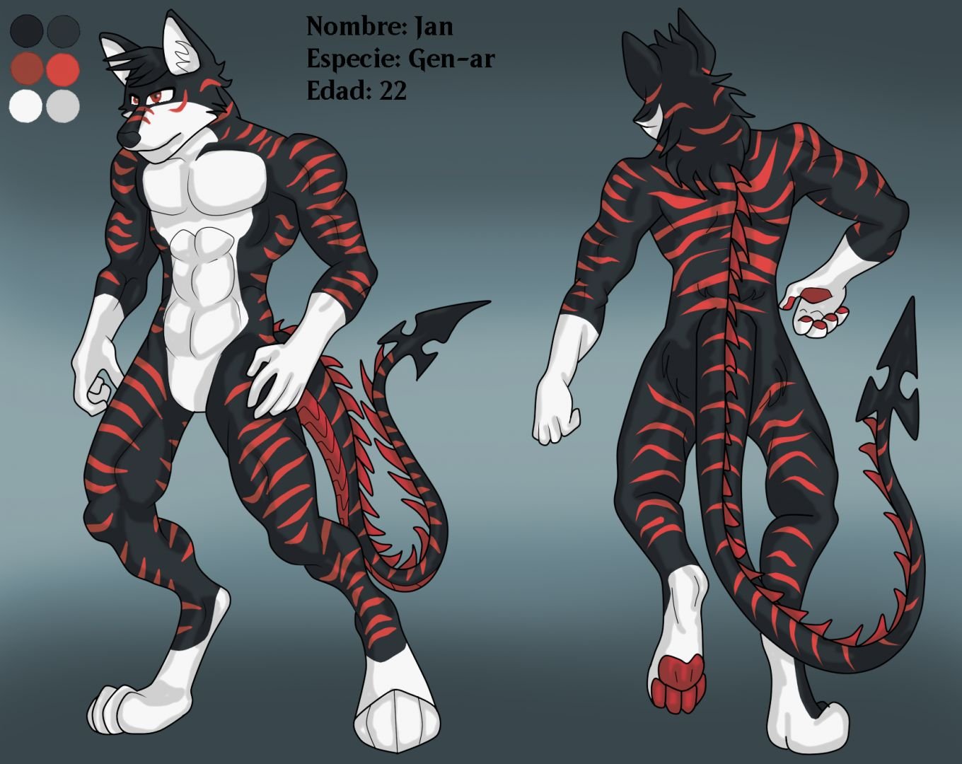 referencia de mi fursona actualizada de este año,