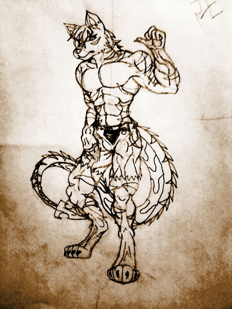 Dibuje a mi fursona con anatomía héroica, una