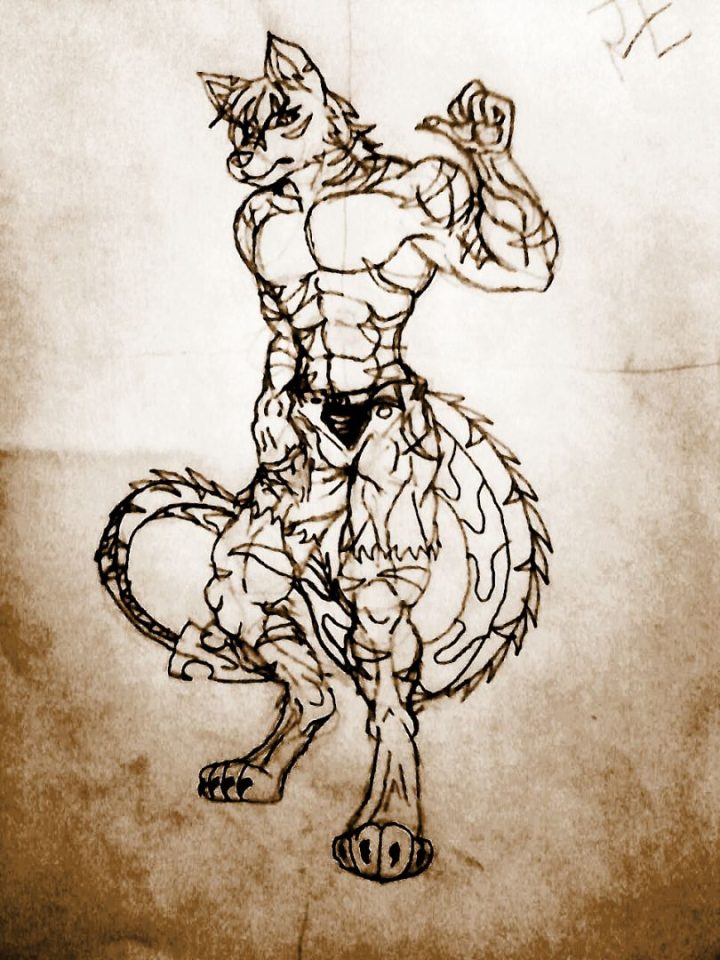 Dibuje a mi fursona con anatomía héroica, una